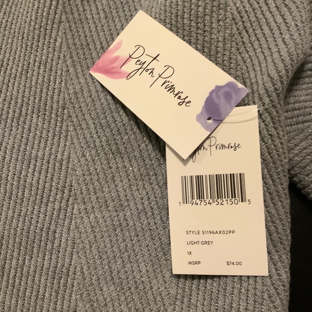 🌟Host PickPlus Size Peyton Primrose 1X Soft Grey Sparkly Textured Pullover - Picture 5 of 10